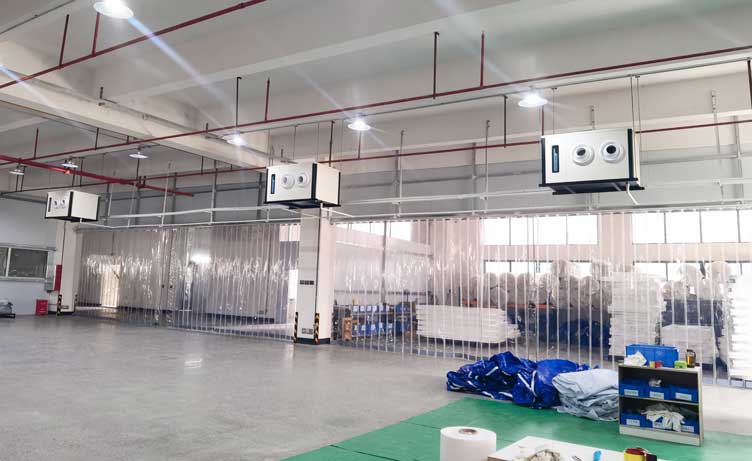 制衣廠制冷降溫，安裝蒸發冷省電空調-臥式射流機組