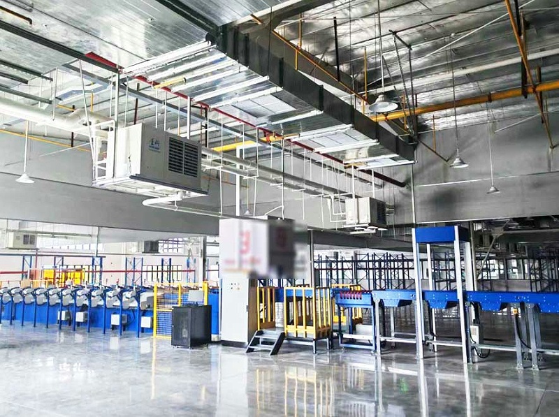 工業(yè)車間制冷降溫，應(yīng)用蒸發(fā)冷省電空調(diào)-吊掛百葉機(jī)組